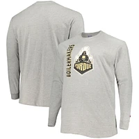 Men's Champion Heather Gray Purdue Boilermakers Big & Tall Mascot Long Sleeve T-Shirt