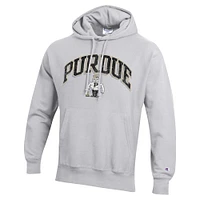 Men's Champion Heather Gray Purdue Boilermakers Vault Late Night Reverse Weave Pullover Hoodie