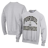 Men's Champion Heather Gray Purdue Boilermakers Vault Late Night Reverse Weave Pullover Sweatshirt