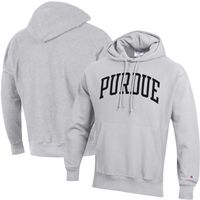 Men's Champion Heathered Gray Purdue Boilermakers Team Arch Reverse Weave Pullover Hoodie