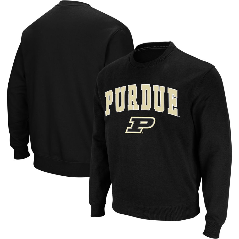 Men's Colosseum Black Purdue Boilermakers Arch & Logo Crew Neck Sweatshirt