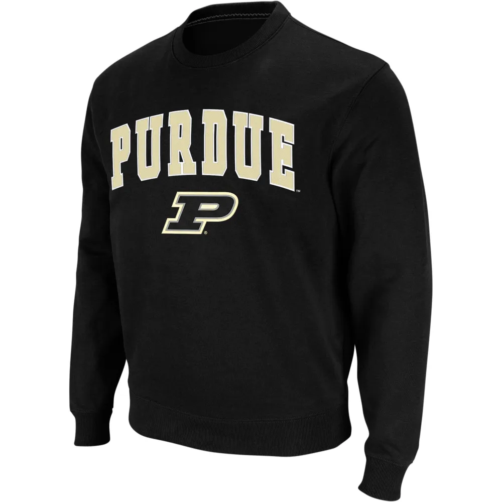 Men's Colosseum Black Purdue Boilermakers Arch & Logo Crew Neck Sweatshirt