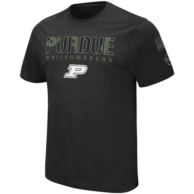 T-shirt Colosseum Black Purdue Boilermakers Big & Tall OHT pour hommes, informateur d'appréciation militaire