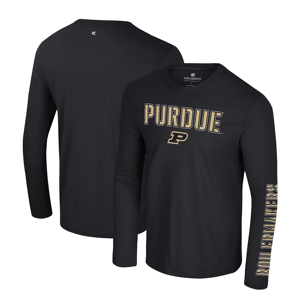 T-shirt à manches longues Colosseum Black Purdue Boilermakers Color Pop Active Blend pour hommes