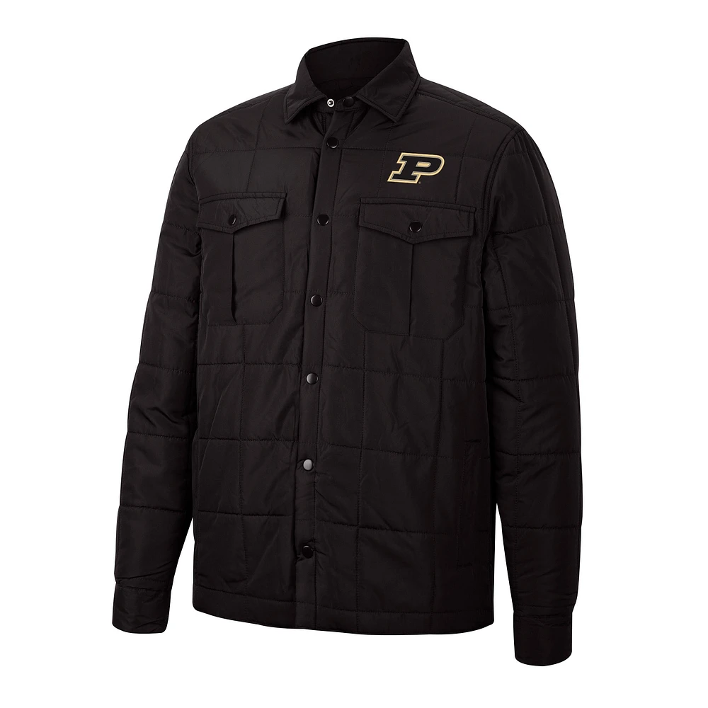 Men's Colosseum Black Purdue Boilermakers Detonate Quilted Full-Snap Jacket