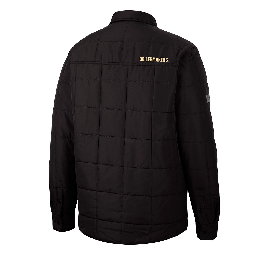 Men's Colosseum Black Purdue Boilermakers Detonate Quilted Full-Snap Jacket