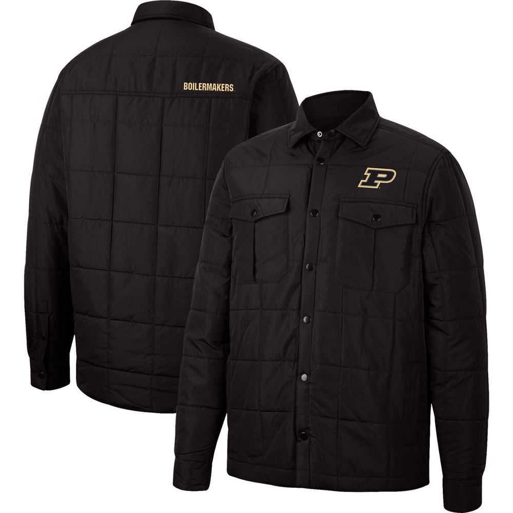 Men's Colosseum Black Purdue Boilermakers Detonate Quilted Full-Snap Jacket