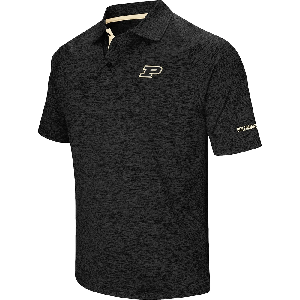 Men's Colosseum Black Purdue Boilermakers Down Swing Polo