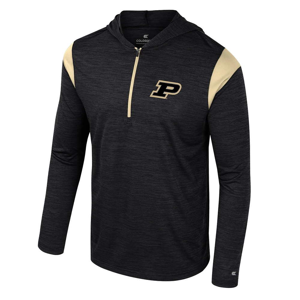 Men's Colosseum Black Purdue Boilermakers Dozer Half-Zip Windshirt