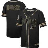 Maillot de baseball boutonné en maille Free Spirited Purdue Boilermakers Colosseum noir pour hommes