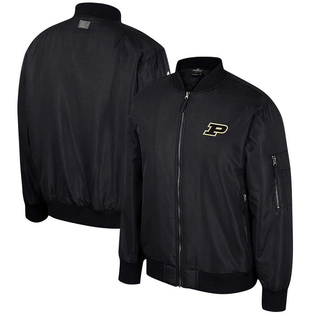 Men's Colosseum  Black Purdue Boilermakers Full-Zip Bomber Jacket