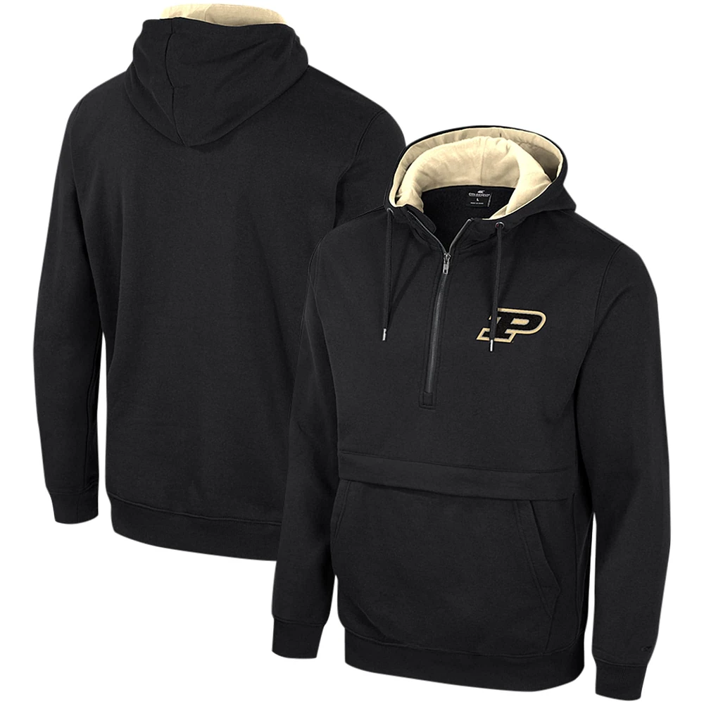 Men's Colosseum Black Purdue Boilermakers Half-Zip Hoodie