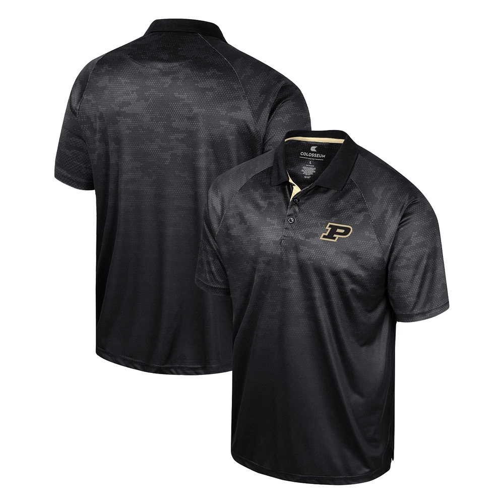 Polo raglan en nid d'abeille Purdue Boilermakers Colosseum noir pour hommes