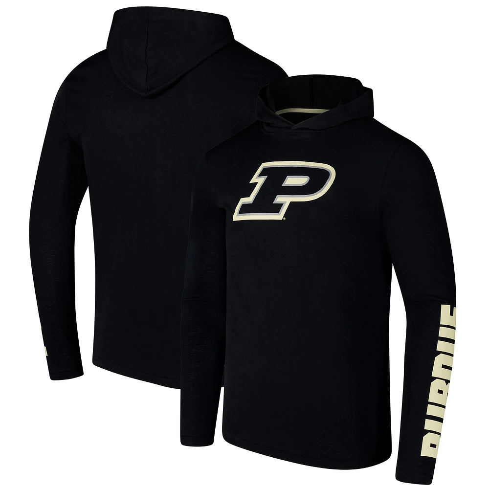 Colosseum Black Purdue Boilermakers Logo Lockup Active Blend T-shirt à capuche manches longues pour hommes