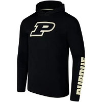 Colosseum Black Purdue Boilermakers Logo Lockup Active Blend T-shirt à capuche manches longues pour hommes