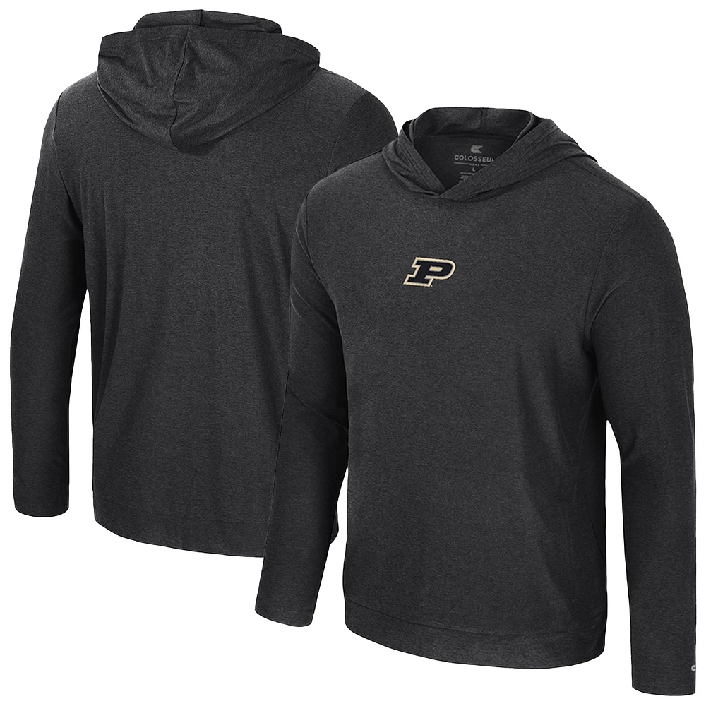Men's Colosseum Black Purdue Boilermakers Long Sleeve T-Shirt Hoodie