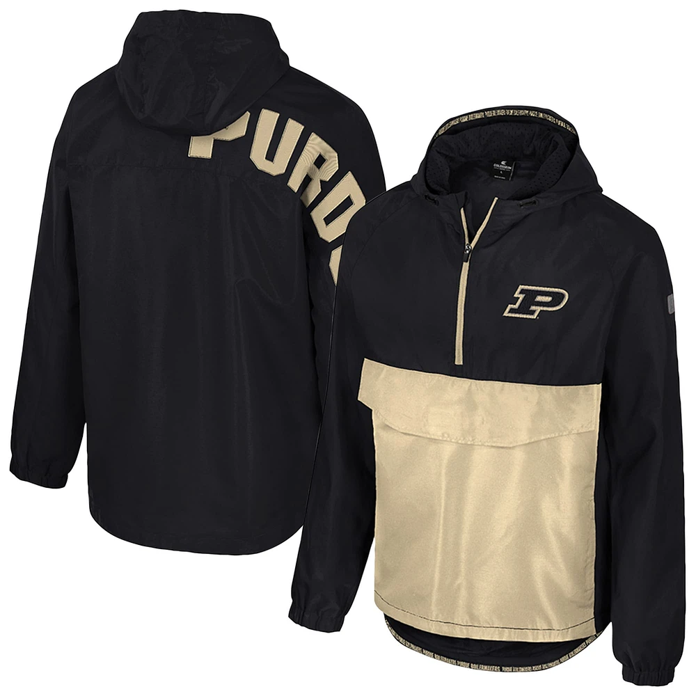 Veste anorak demi-zippée Purdue Boilermakers Reloaded noire Colosseum pour homme