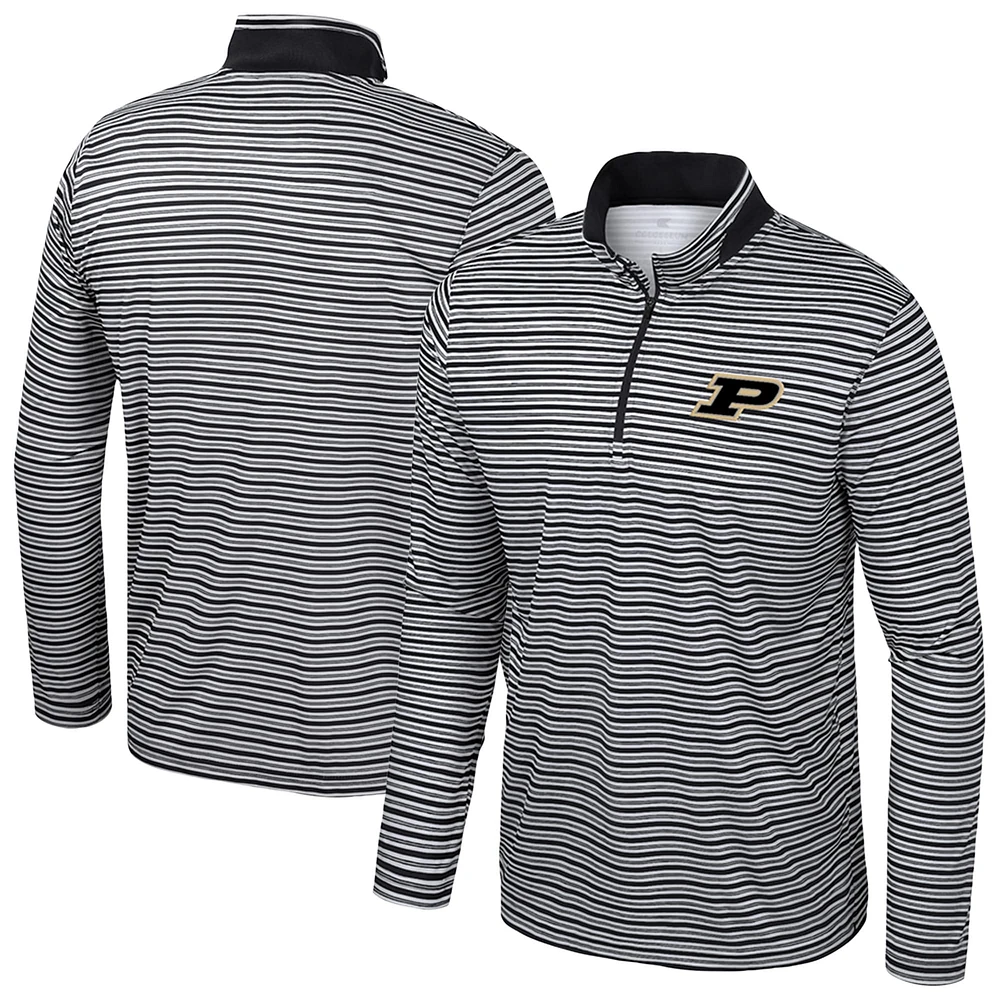 Haut rayé à glissière quart de tour Colosseum Black Purdue Boilermakers pour homme