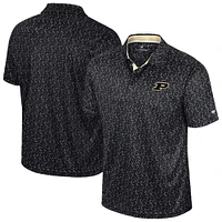 Men's Colosseum Black Purdue Boilermakers Sublimated Golf Polo