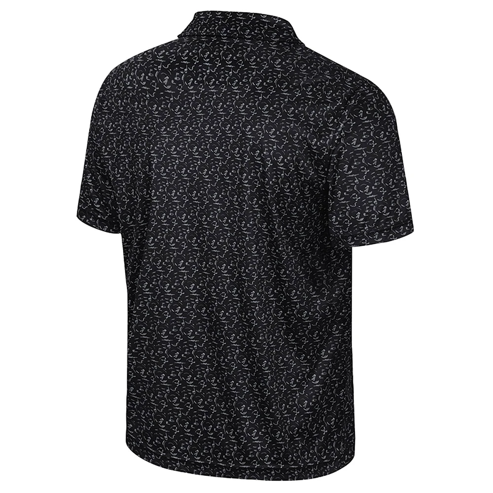 Men's Colosseum Black Purdue Boilermakers Sublimated Golf Polo