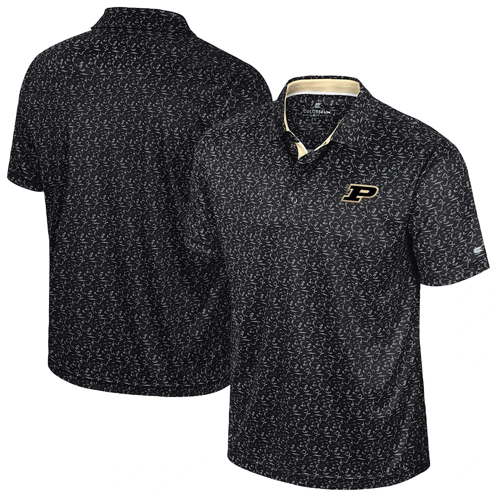 Men's Colosseum Black Purdue Boilermakers Sublimated Golf Polo