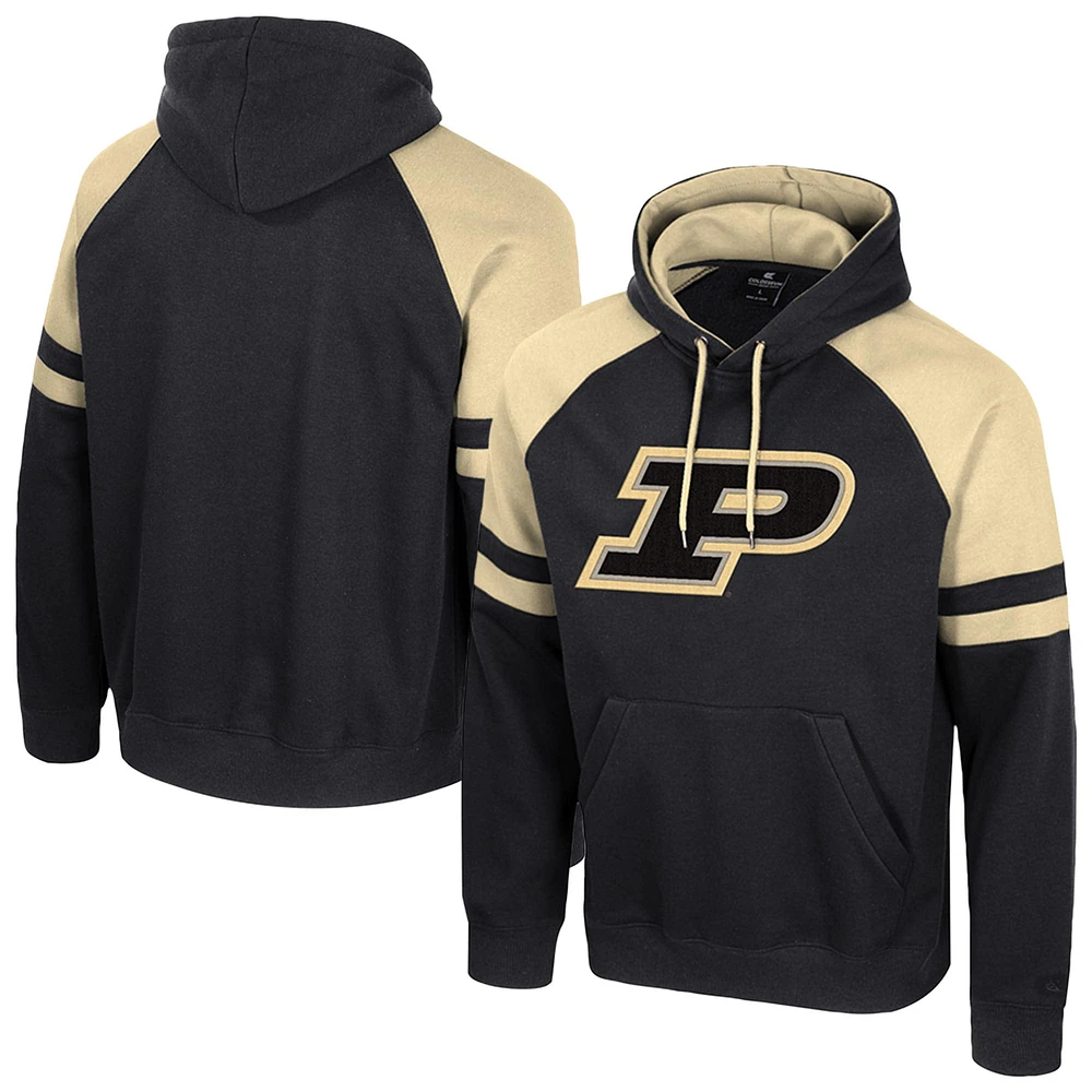 Men's Colosseum  Black Purdue Boilermakers Todd Raglan Pullover Hoodie