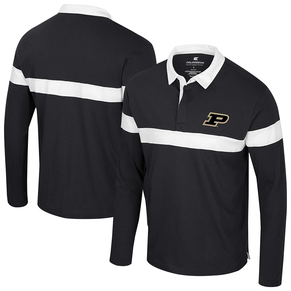 Polo à manches longues pour homme Colosseum Black Purdue Boilermakers Too Cool For School