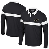 Men's Colosseum  Black Purdue Boilermakers Too Cool For School Long Sleeve Polo