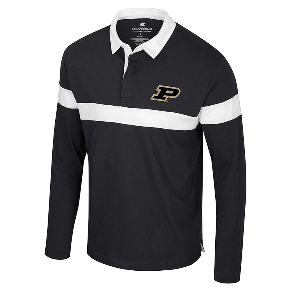 Men's Colosseum  Black Purdue Boilermakers Too Cool For School Long Sleeve Polo