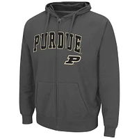 Men's Colosseum Charcoal Purdue Boilermakers Arch & Logo 3.0 Full-Zip Hoodie