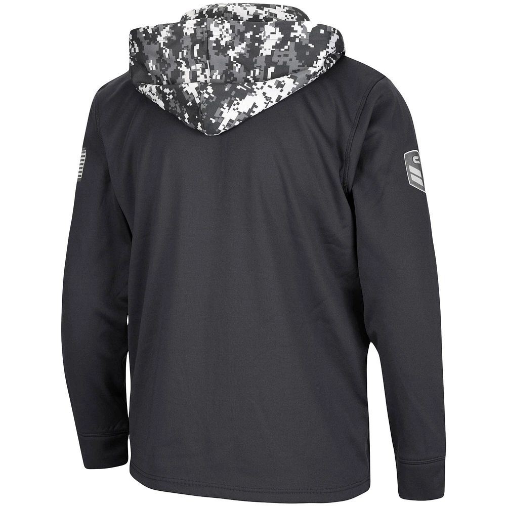 Men's Colosseum Charcoal Purdue Boilermakers OHT Military Appreciation Digi Camo Quarter-Zip Hoodie