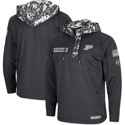 Men's Colosseum Charcoal Purdue Boilermakers OHT Military Appreciation Digi Camo Quarter-Zip Hoodie