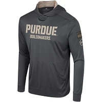 T-shirt à capuche manches longues pour hommes Colosseum Charcoal Purdue Boilermakers OHT Military Appréciation