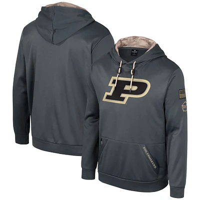 Men's Colosseum Charcoal Purdue Boilermakers OHT Military Appreciation Pullover Hoodie