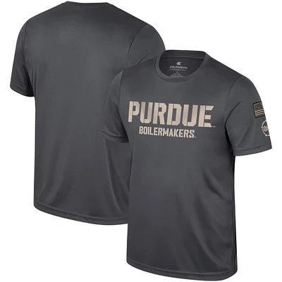 T-shirt d'appréciation militaire Colosseum Charcoal Purdue Boilermakers OHT pour hommes