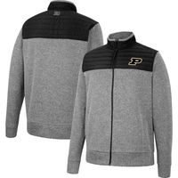 Men's Colosseum Gray/Black Purdue Boilermakers Putter Herringbone Full-Zip Jacket