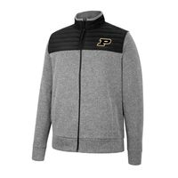 Men's Colosseum Gray/Black Purdue Boilermakers Putter Herringbone Full-Zip Jacket