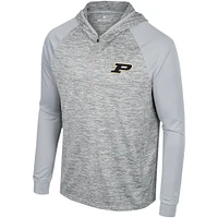 Men's Colosseum Gray Purdue Boilermakers Cybernetic Raglan Quarter-Zip Hooded Top