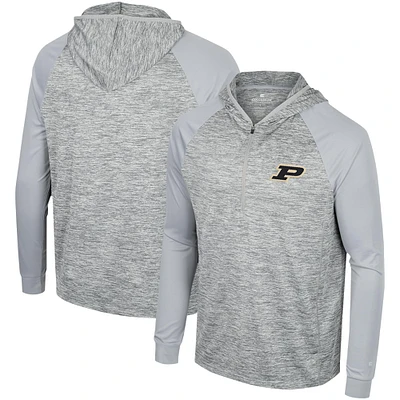 Haut à capuche Cybernetic Raglan quart de zip Purdue Boilermakers Colosseum gris pour hommes