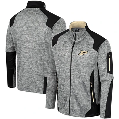 Men's Colosseum Gray Purdue Boilermakers Silberman Color Block Full-Zip Jacket