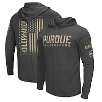 Colosseum Charcoal Purdue Boilermakers Team OHT Military Appreciation Hoodie T-shirt à manches longues pour hommes