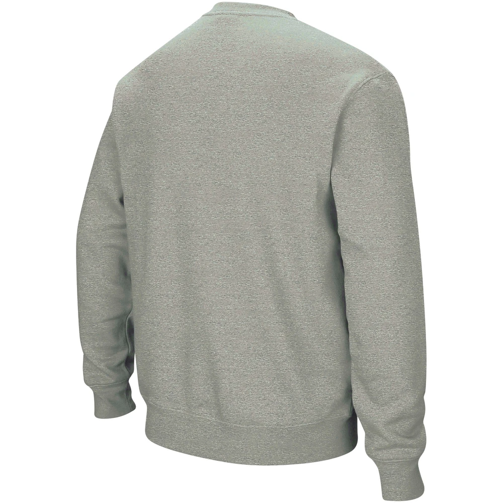 Men's Colosseum Heather Gray Purdue Boilermakers Arch & Logo Crew Neck Sweatshirt