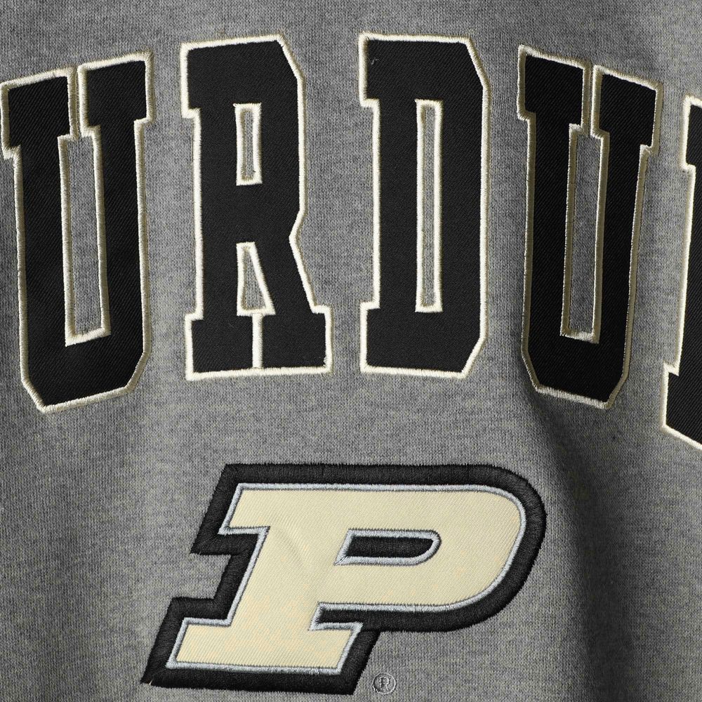 Men's Colosseum Heather Gray Purdue Boilermakers Arch & Logo Crew Neck Sweatshirt