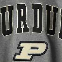 Men's Colosseum Heather Gray Purdue Boilermakers Arch & Logo Crew Neck Sweatshirt