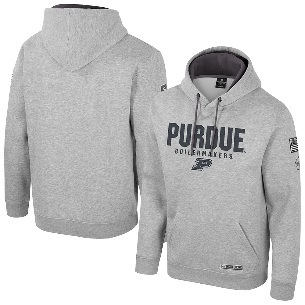 Sweat à capuche imprimé militaire Oorah OHT pour homme Colosseum Heather Gray Purdue Boilermakers