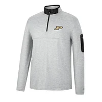 Men's Colosseum Heathered Gray/Black Purdue Boilermakers Country Club Windshirt Quarter-Zip Jacket
