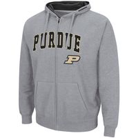 Men's Colosseum Heathered Gray Purdue Boilermakers Arch & Logo 3.0 Full-Zip Hoodie