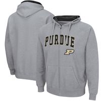 Men's Colosseum Heathered Gray Purdue Boilermakers Arch & Logo 3.0 Full-Zip Hoodie