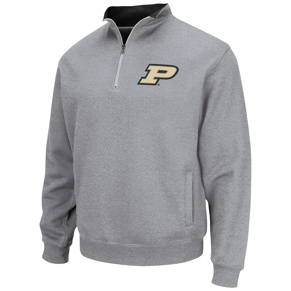 Men's Colosseum Heathered Gray Purdue Boilermakers Tortugas Team Logo Quarter-Zip Jacket