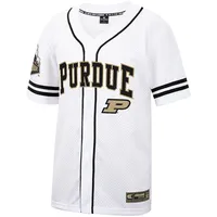 Maillot de baseball boutonné en maille Free Spirited Purdue Boilermakers Colosseum blanc pour hommes